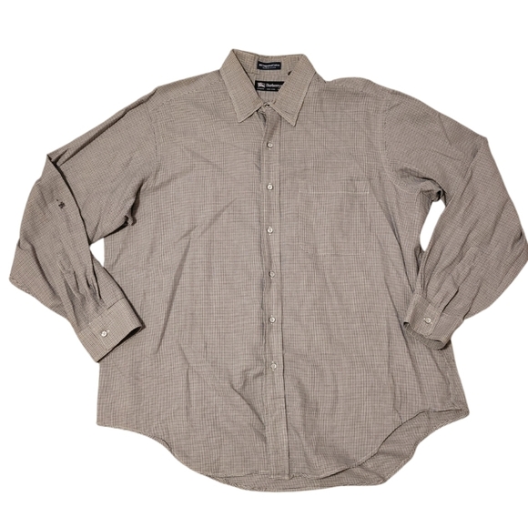 Burberrys Men's Button Up Long Sleeve Dress Shirt Collar 100% Cotton Herringbone - Picture 1 of 8